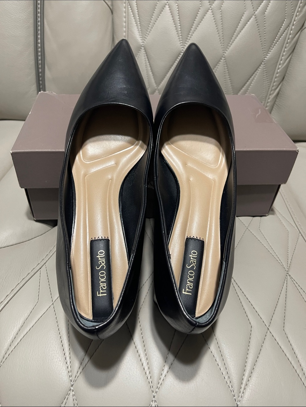Franco Sarto Black Pointed-Toe Block Heel Pumps - Picture 6 of 12
